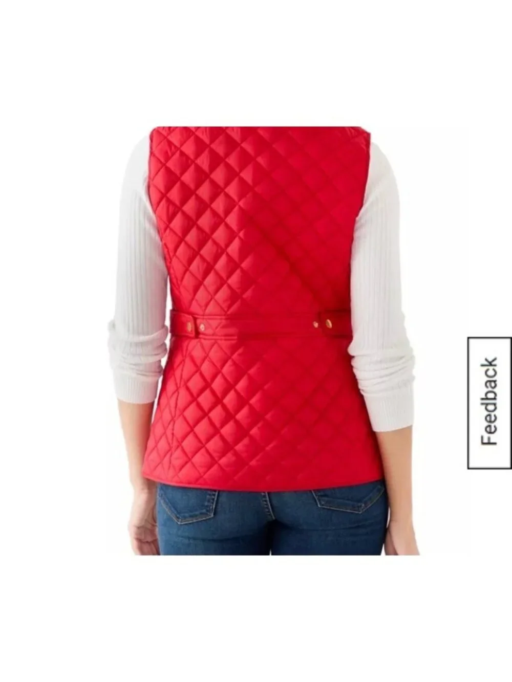 Crown & Ivy Women’s Large Red Quilted Zip Up Vest